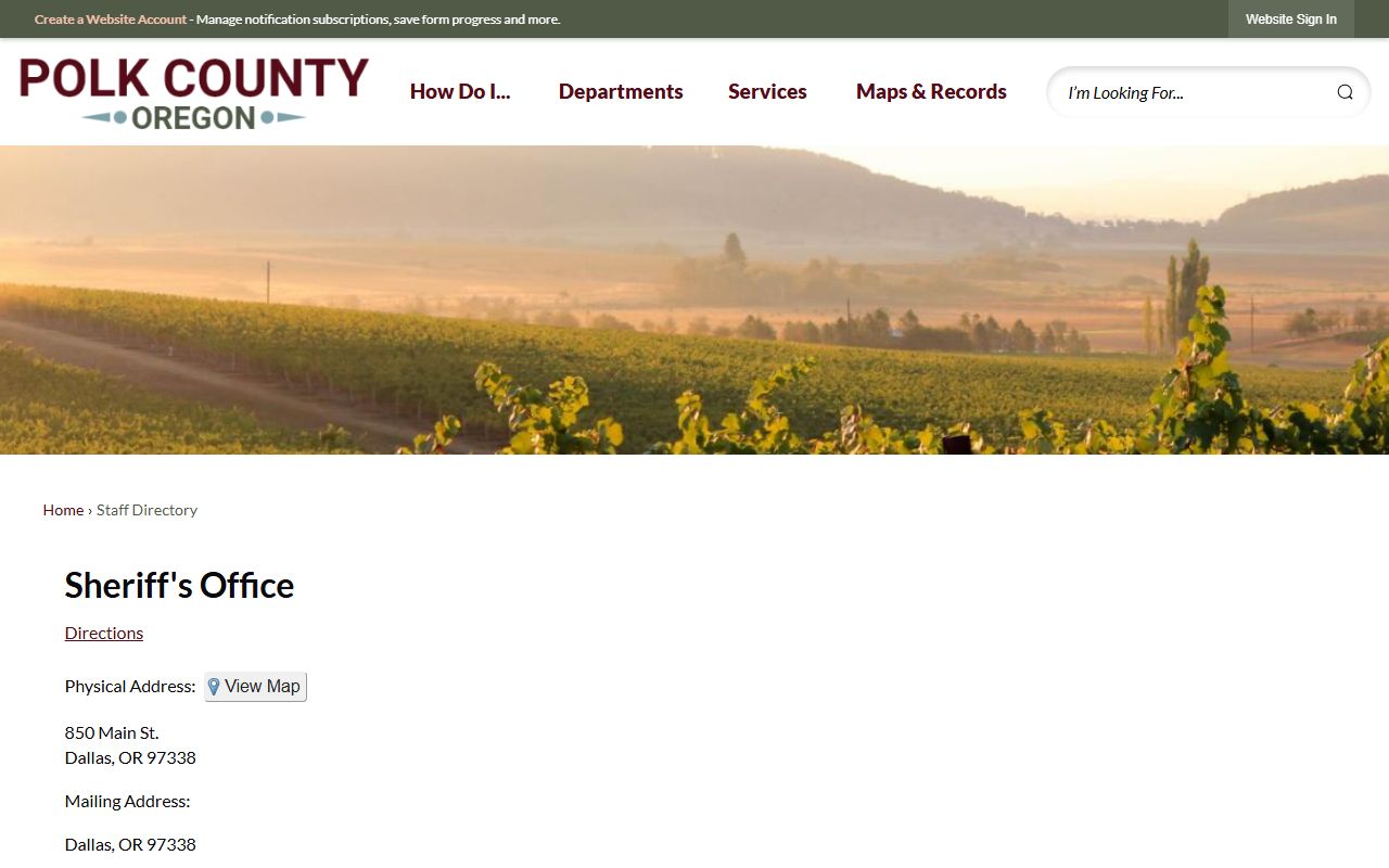 Polk County Sheriff's Office staff directory identifying sheriff and jail leadership