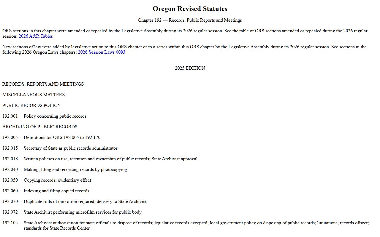 Polk County court records ORS chapter 192 public records law