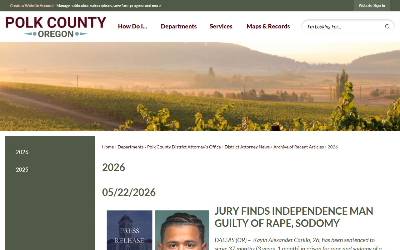 Polk County criminal court records District Attorney 2026 archive