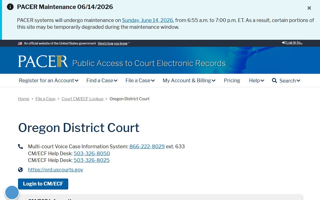 Polk County Circuit Court records PACER District of Oregon lookup