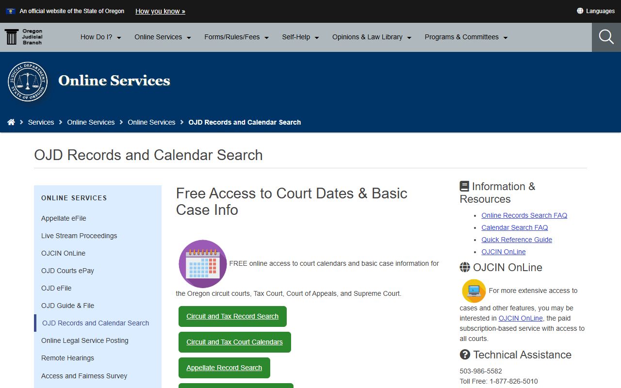 Polk County court records OJD records and calendars search