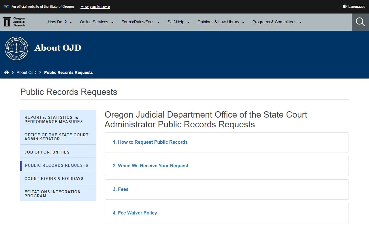 Polk County court records OJD records request process