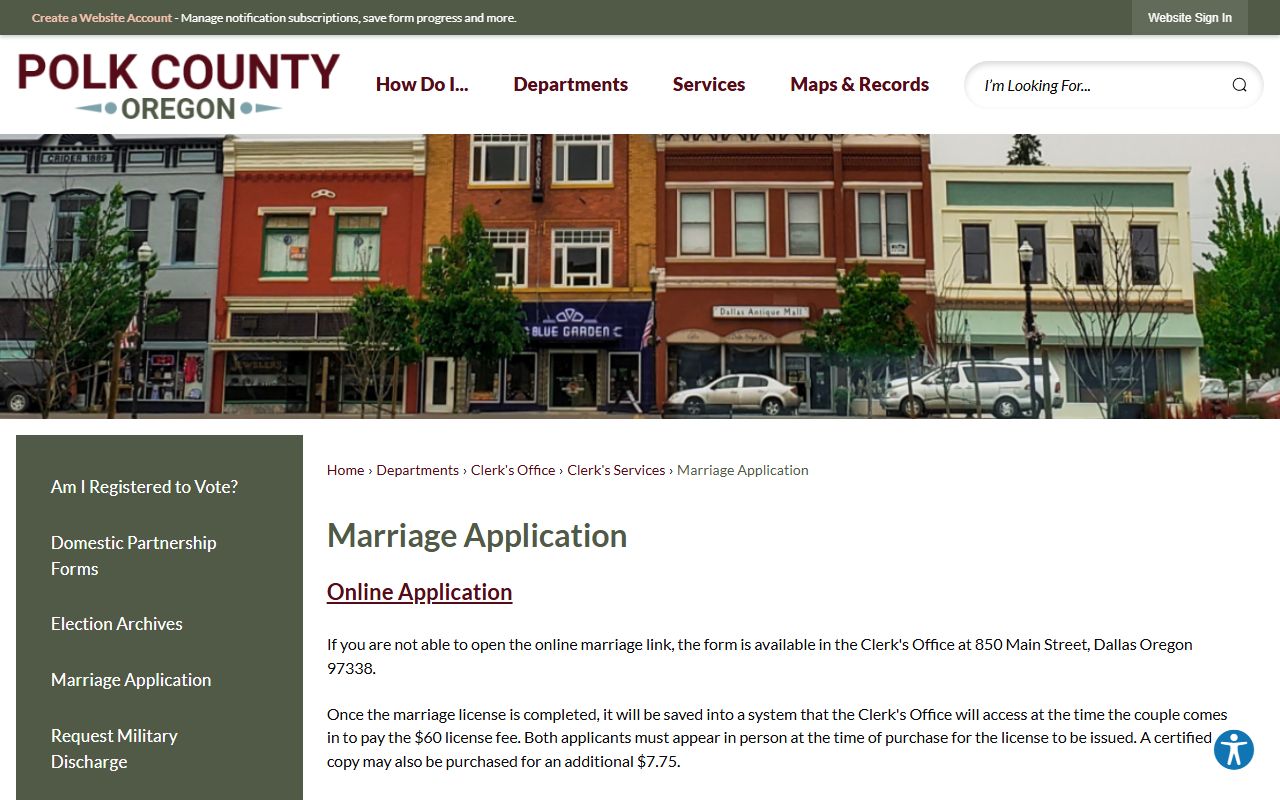 Polk County marriage records marriage application rules and fees